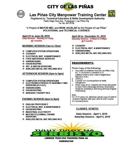 tesda las piñas enrollment schedule 2024|Here's a List of TESDA Courses offered 2024 (with .
